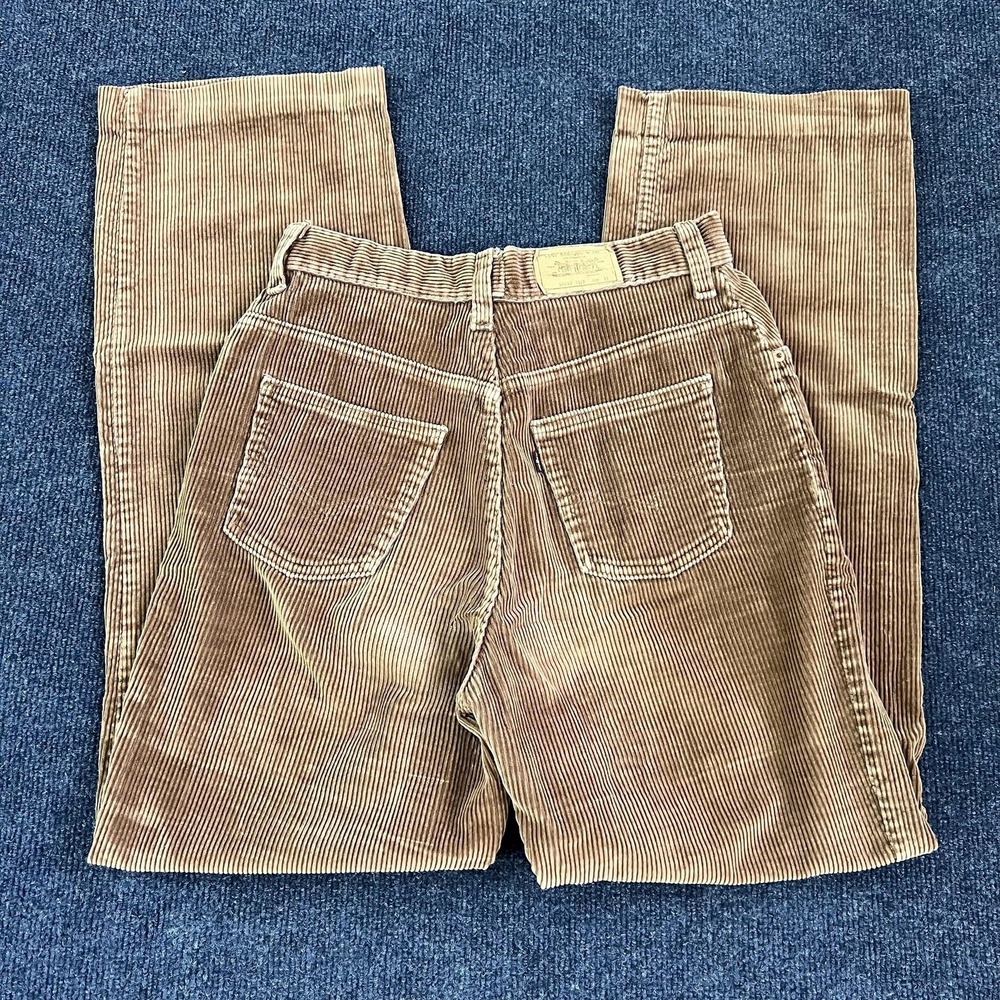 Vintage Levis Pants Womens 11 Brown Corduroy Straight Leg Made USA 2604B 1927